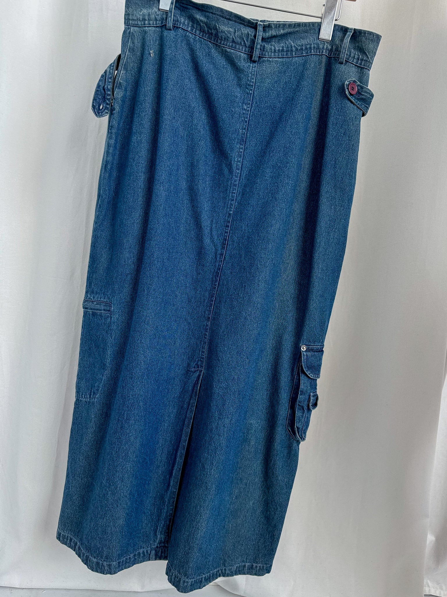 Vintage 00s Dark Wash Denim Cargo Skirt