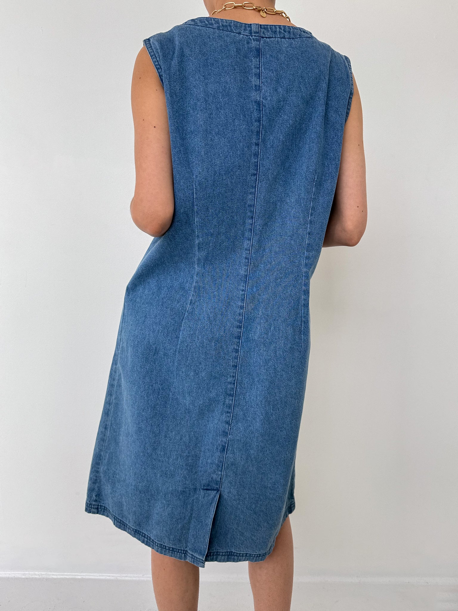 Vintage 90s Bleu Denim Sleeveless Dress