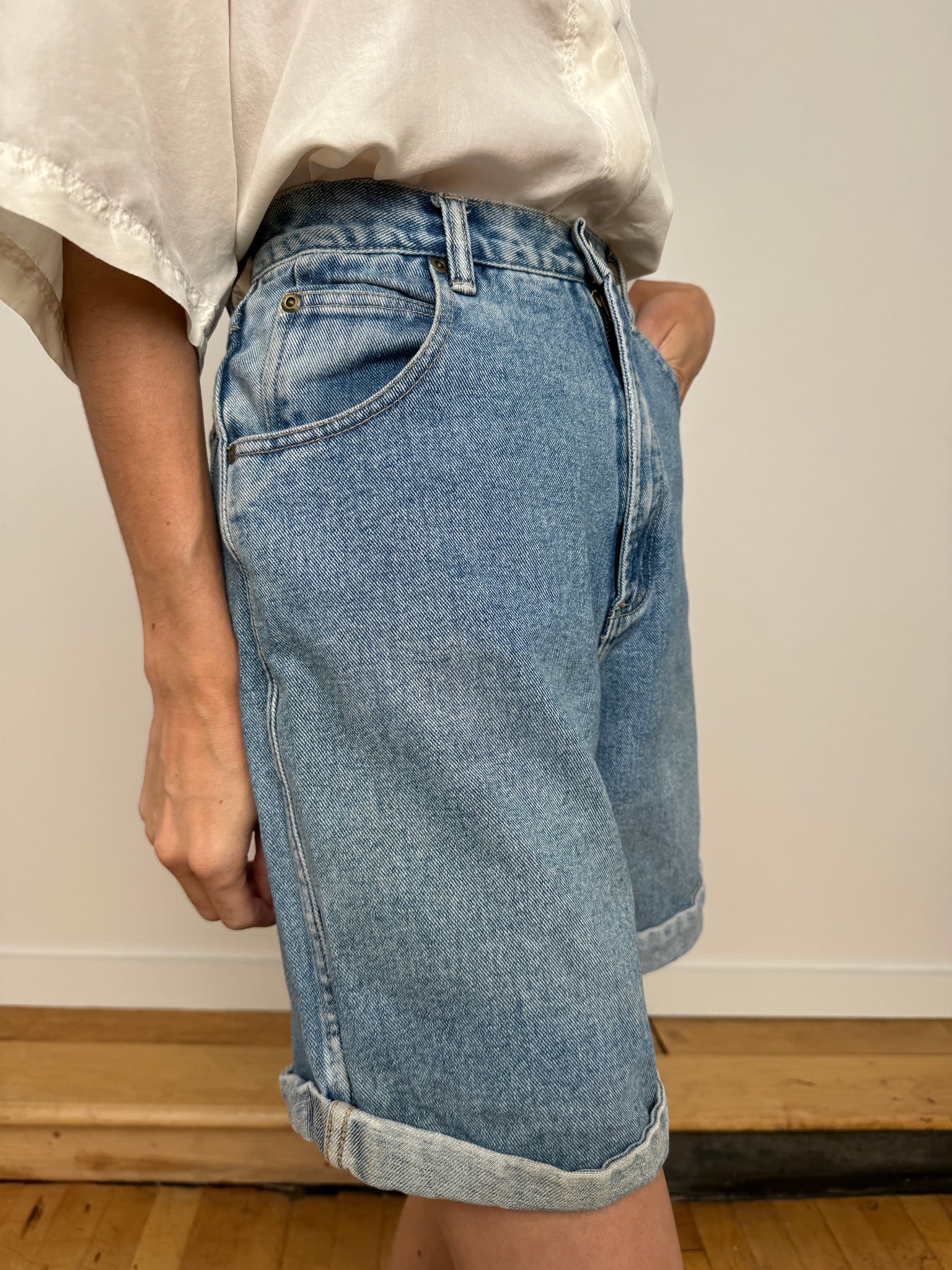 Vintage 90s Medium Wash Denim Cuffed Shorts