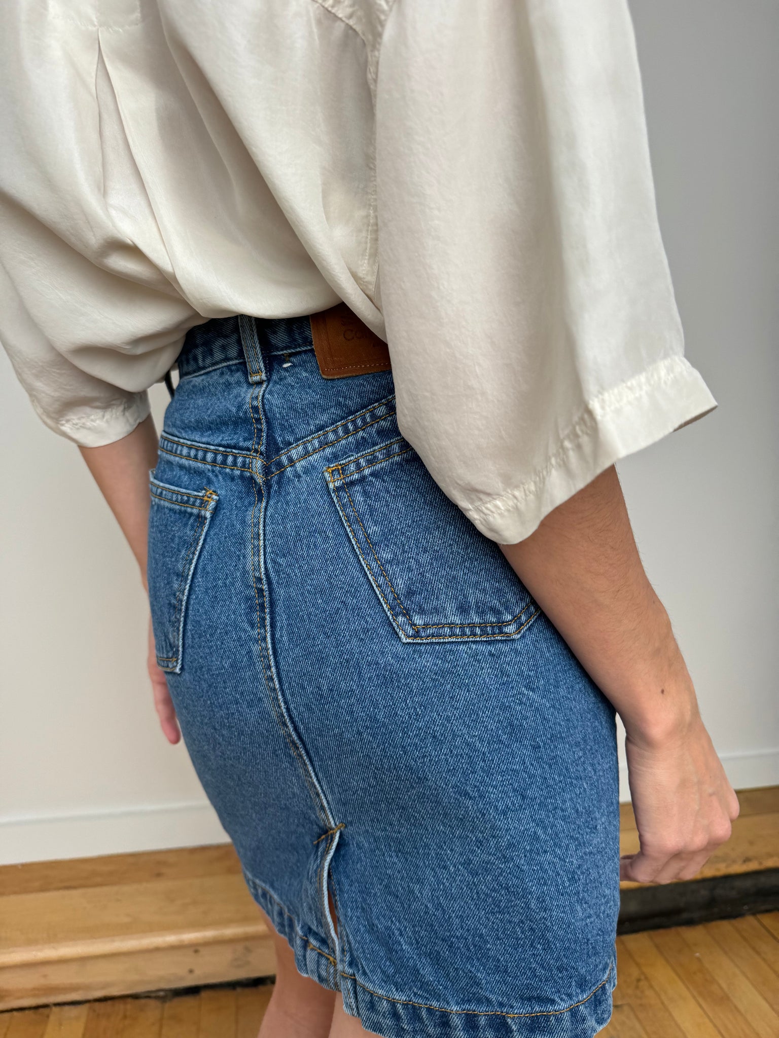 Vintage Medium Wash Cotton Denim Skirt