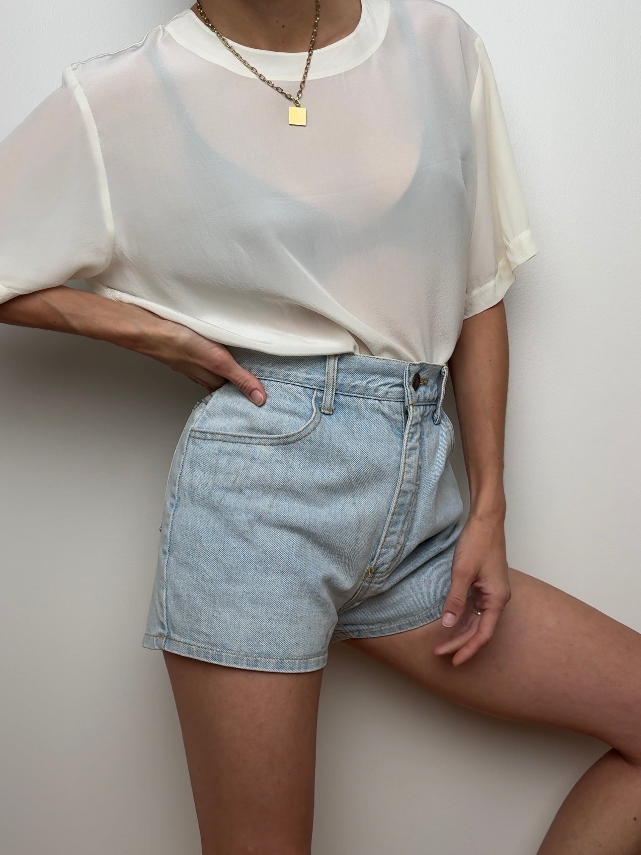 Vintage 90s Light Wash Denim Shorts