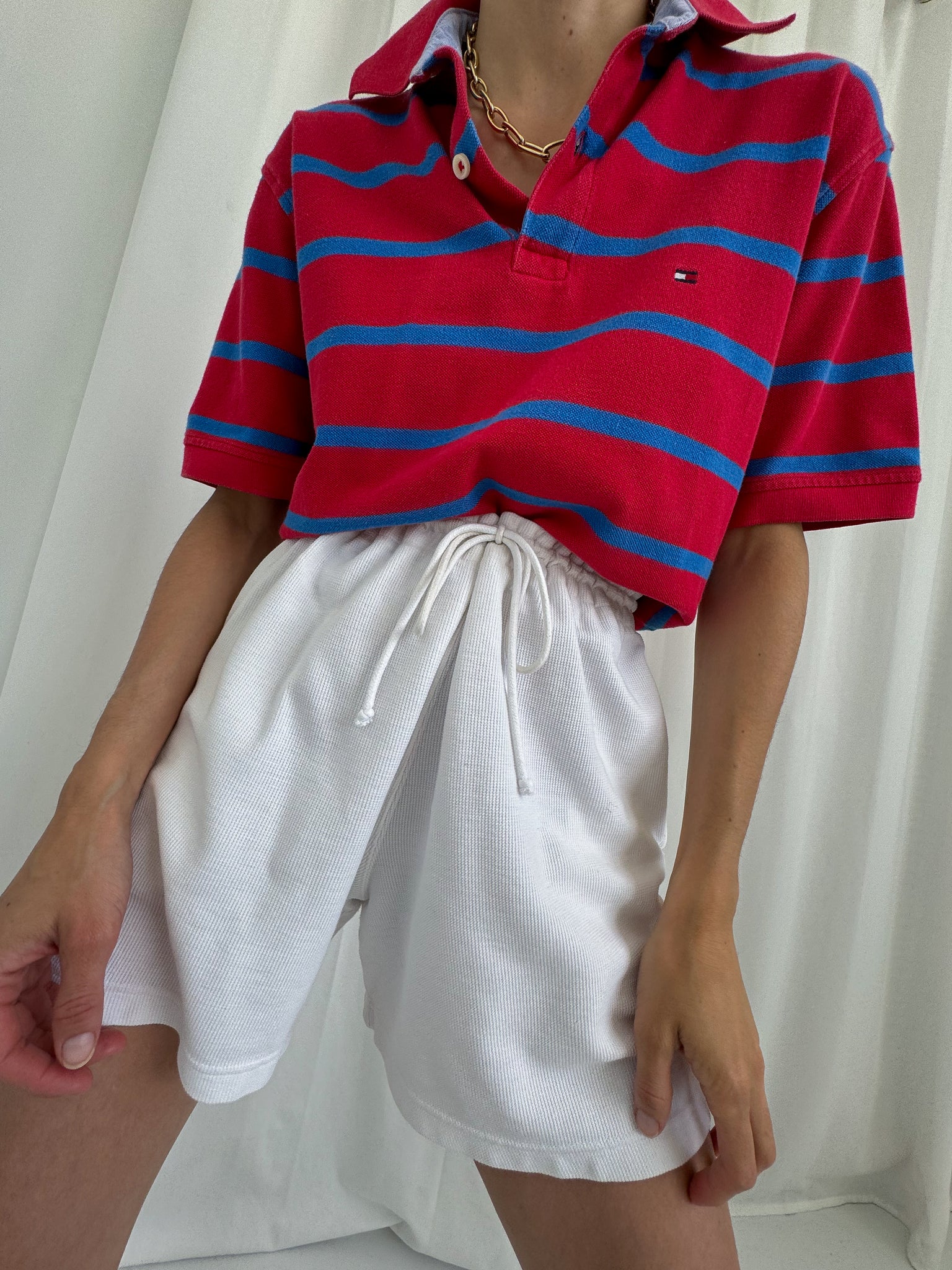 Vintage Rouge et Bleu Tommy Hilfiger Cotton Short Sleeve Polo